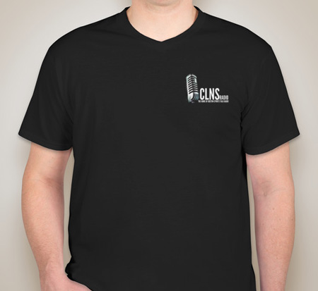 CLNS Radio V-Neck T-Shirt clns-shirt-front