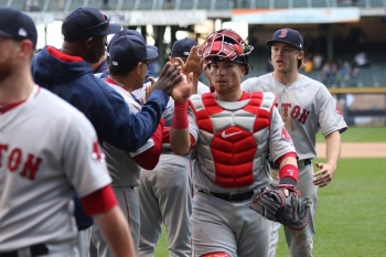 Christian Vazquez was the only member of the Red Sox to get more than one hit in Sunday's loss to Tampa Bay.