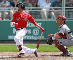 Betts hits a three-run home run in Spring Training against Boston College