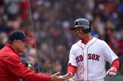 Mookie Betts finally broke out of his slump and helped Boston to their 7-3 victory over the Rays.